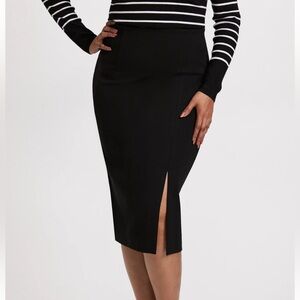 Laura Front Slit Pencil Skirt Black